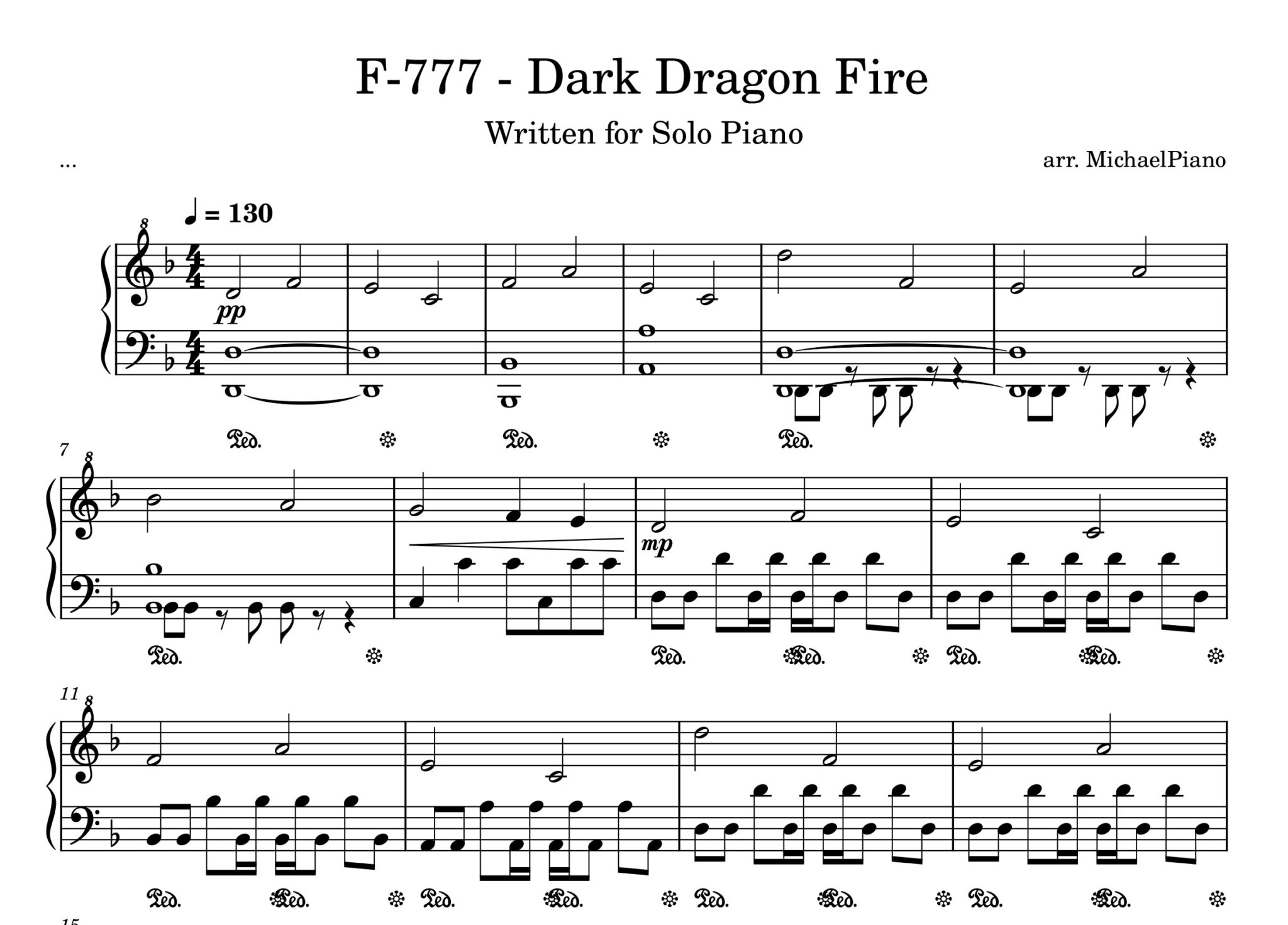 F 777 dark dragon fire solo piano sheet music song from